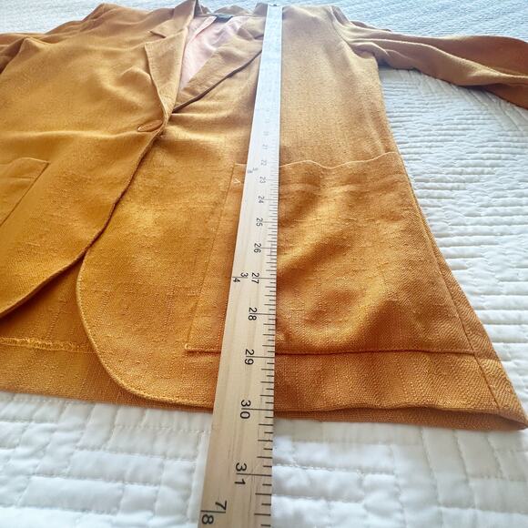 Vintage Danielle B Orange Lined Linen Blazer One-Button Jacket Artsy Size 12-14 - Picture 5 of 7